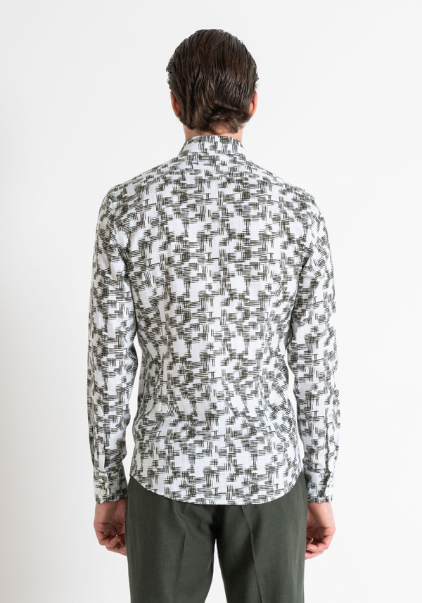 SLIM FIT "NAPOLI" SLUB PRINTED COTTON SHIRT - Antony Morato Online Shop