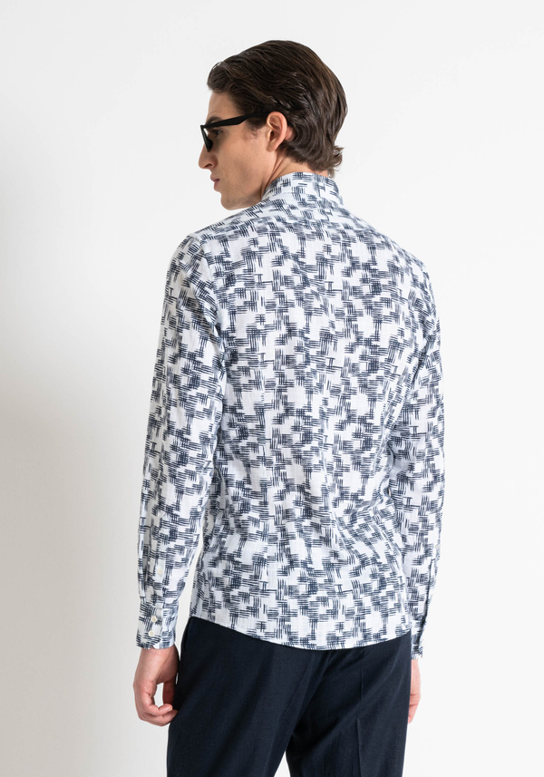 SLIM FIT "NAPOLI" SLUB PRINTED COTTON SHIRT - Antony Morato Online Shop