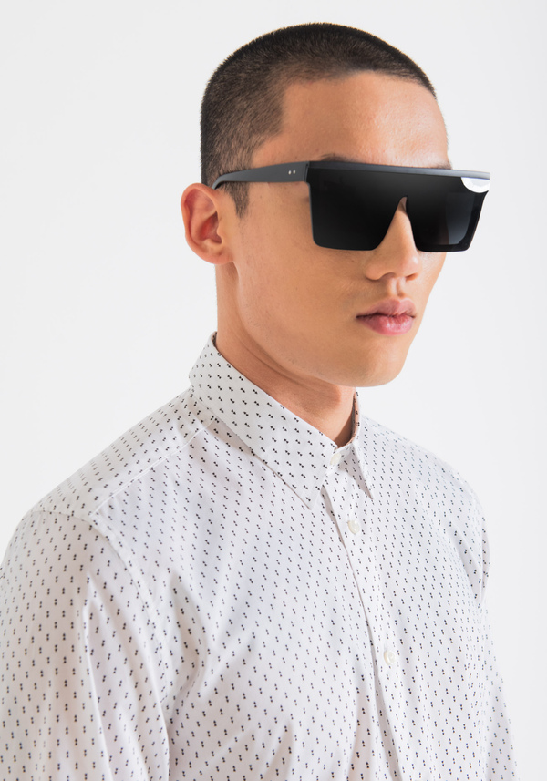 CAMICIA SLIM FIT “NAPOLI” IN COTONE MANO MORBIDA CON MICRO STAMPA ALL OVER - Antony Morato Online Shop