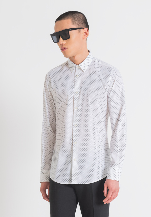 CAMICIA SLIM FIT “NAPOLI” IN COTONE MANO MORBIDA CON MICRO STAMPA ALL OVER - Antony Morato Online Shop