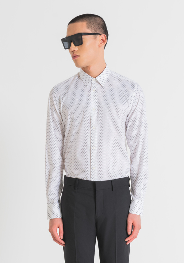 CAMICIA SLIM FIT “NAPOLI” IN COTONE MANO MORBIDA CON MICRO STAMPA ALL OVER - Antony Morato Online Shop