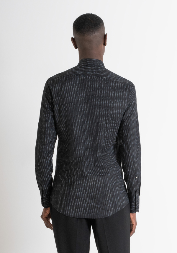 SLIM FIT "NAPOLI" SHIRT IN BLUE COTTON WITH MICRO PATTERN - Antony Morato Online Shop