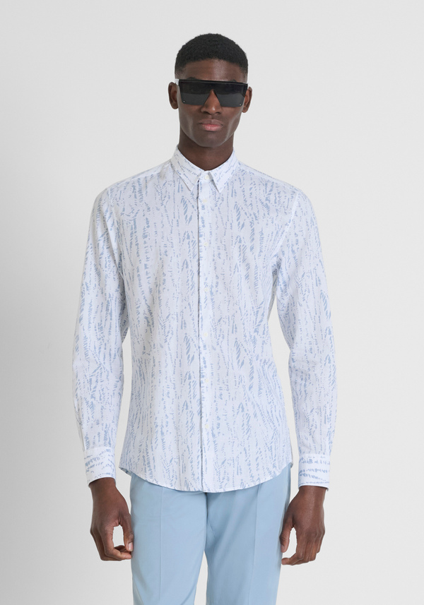 CAMISA SLIM FIT «NAPOLI» EN TEJIDO MEZCLA DE LINO ESTAMPADO DE TACTO SUAVE - Antony Morato Online Shop