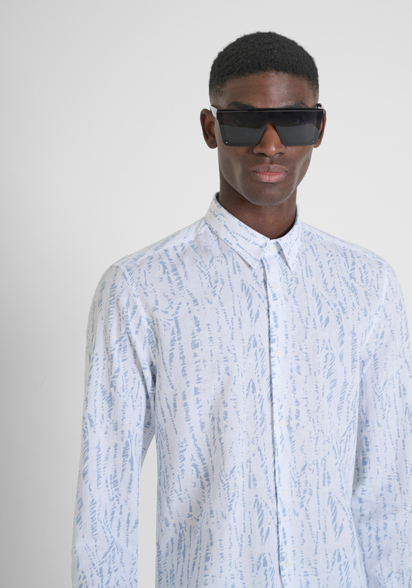 CAMISA SLIM FIT «NAPOLI» EN TEJIDO MEZCLA DE LINO ESTAMPADO DE TACTO SUAVE - Antony Morato Online Shop