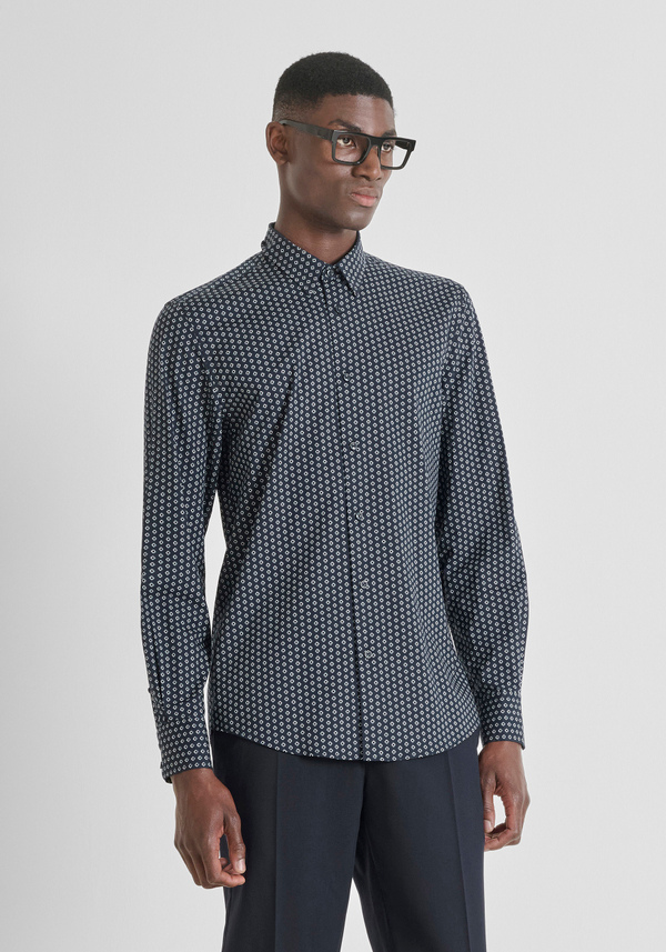 SLIM FIT "NAPOLI" COTTON BLEND SHIRT IN PRINTED COTTON BLEND - Antony Morato Online Shop