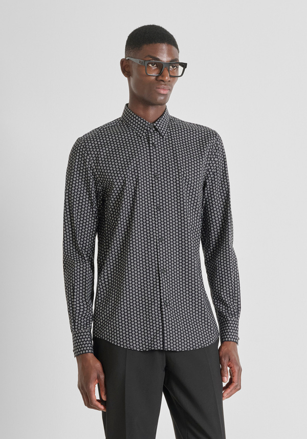 SLIM FIT "NAPOLI" COTTON BLEND SHIRT IN PRINTED COTTON BLEND - Antony Morato Online Shop