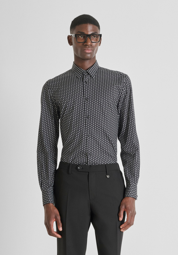 SLIM FIT "NAPOLI" COTTON BLEND SHIRT IN PRINTED COTTON BLEND - Antony Morato Online Shop