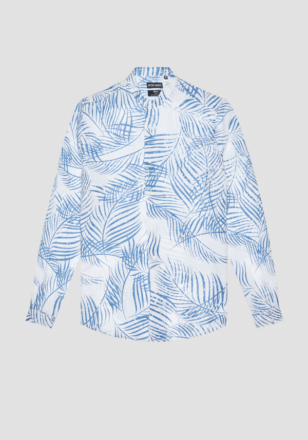 SLIM FIT "SEOUL" SHIRT IN COTTON LINEN BLEND PRINTED SOFT HAND - Antony Morato Online Shop