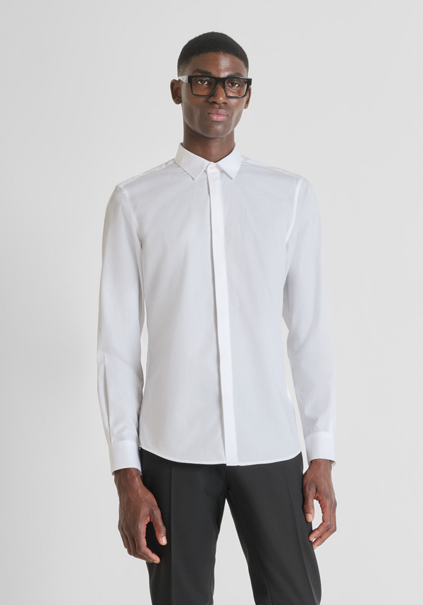 CAMISA SLIM FIT «LONDON» EN ALGODÓN EASY IRON CON BOTÓN OCULTO - Antony Morato Online Shop