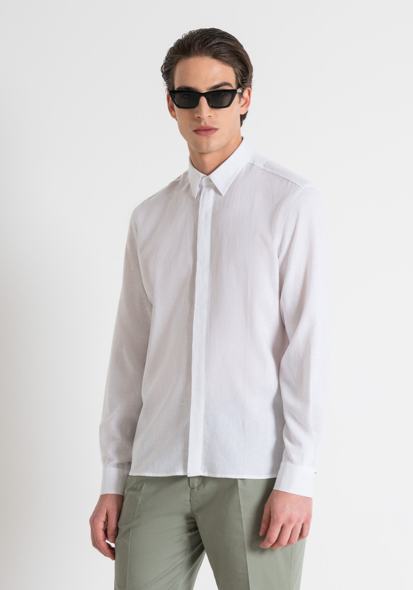 SMYRNA REGULAR FIT SHIRT IN LINEN VISCOSE BLEND FABRIC SOFT HAND - Antony Morato Online Shop