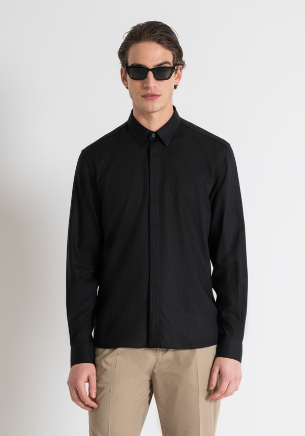 SMYRNA REGULAR FIT SHIRT IN LINEN VISCOSE BLEND FABRIC SOFT HAND - Antony Morato Online Shop