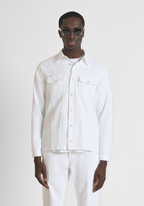 "DAN" REGULAR FIT SOLID COLOUR DENIM SHIRT - Antony Morato Online Shop