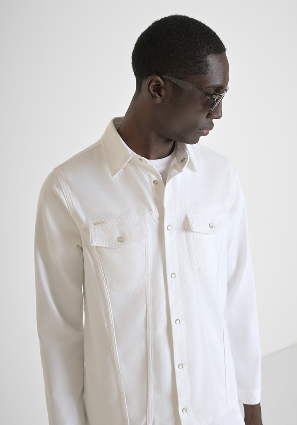 "DAN" REGULAR FIT SOLID COLOUR DENIM SHIRT - Antony Morato Online Shop