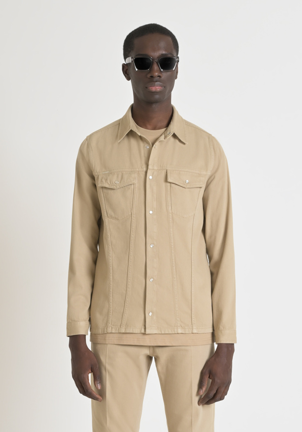 "DAN" REGULAR FIT SOLID COLOUR DENIM SHIRT - Antony Morato Online Shop