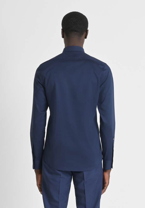 "LONDON" SOLID-COLOUR COTTON POPLIN SLIM FIT SHIRT - Antony Morato Online Shop