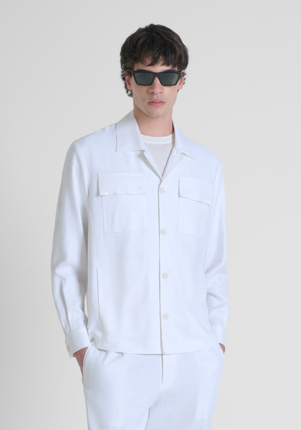 CHEMISE REGULAR FIT « MELBOURNE » EN TWILL LIN VISCOSE BLEND - Antony Morato Online Shop