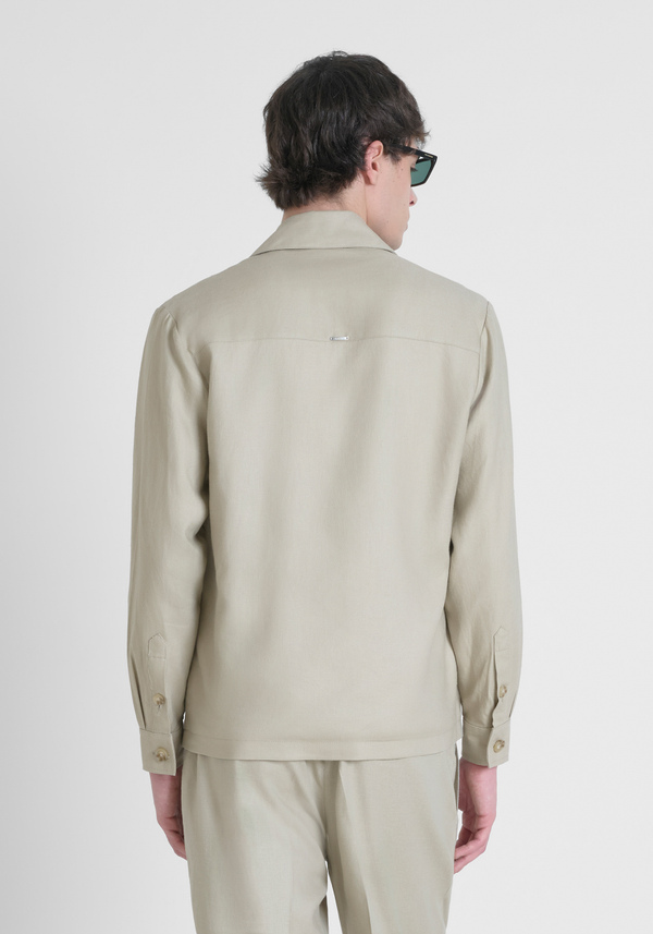 CAMISA REGULAR FIT «MELBOURNE» EN SARGA MEZCLA DE LINO Y VISCOSA - Antony Morato Online Shop