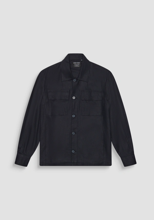CAMICIA REGULAR FIT "MELBOURNE" IN MISTO LINO E BADGE LOGATO - Antony Morato Online Shop