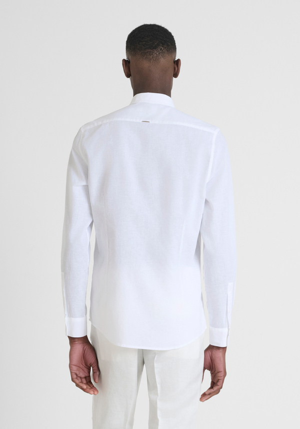 CHEMISE CINTRÉE « ALICANTE » EN COTON MÉLANGÉ À DU LIN AVEC LOGO BRODÉ - Antony Morato Online Shop