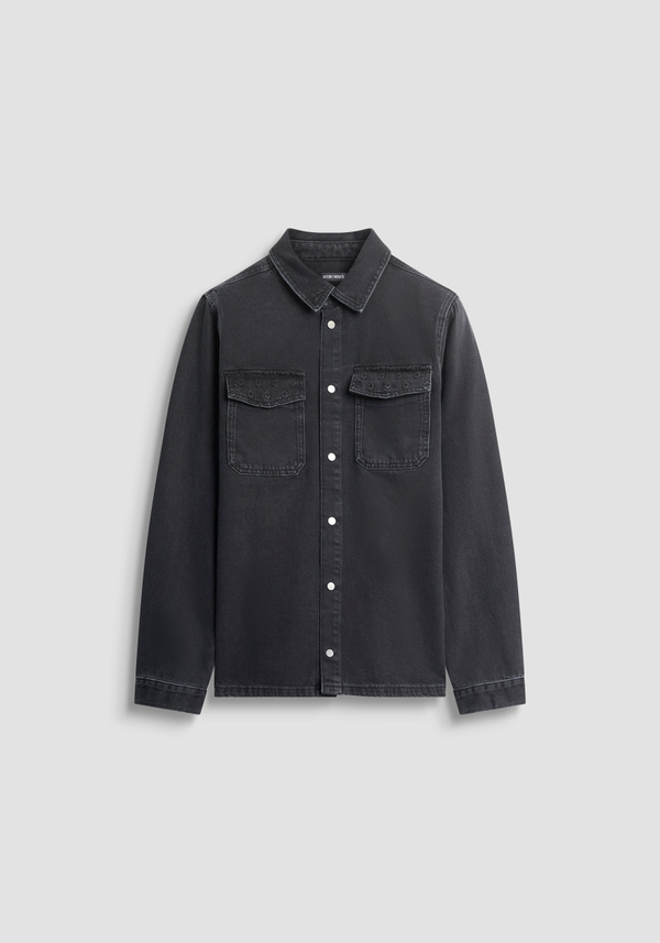 REGULAR FIT "LENNY" SHIRT IN BLACK DENIM - Antony Morato Online Shop