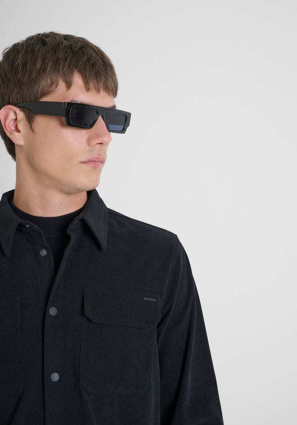 REGULAR FIT SHIRT IN VELVET WITH LOGO BADGE - Antony Morato Online Shop