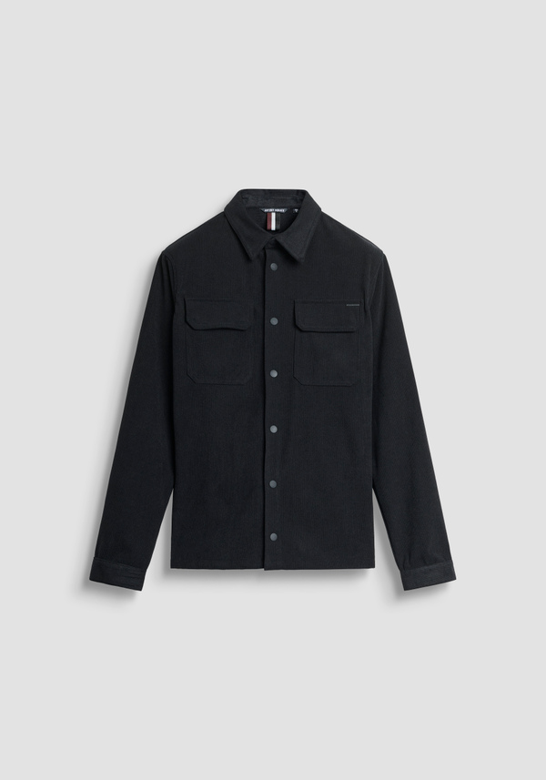REGULAR FIT SHIRT IN VELVET WITH LOGO BADGE - Antony Morato Online Shop