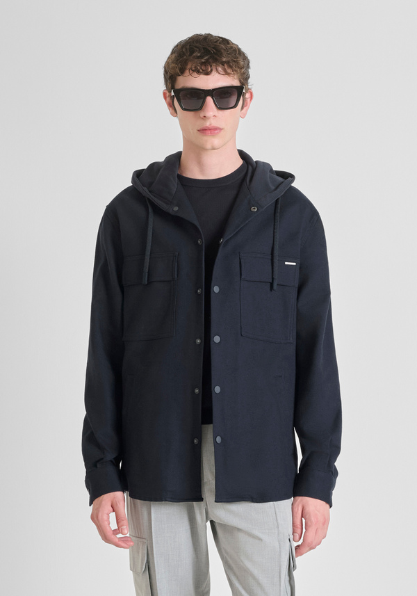 REGULAR FIT SHIRT WITH HOOD IN CONTRASTING FABRIC - Antony Morato Online Shop