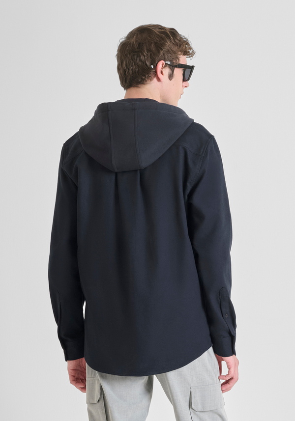 REGULAR FIT SHIRT WITH HOOD IN CONTRASTING FABRIC - Antony Morato Online Shop