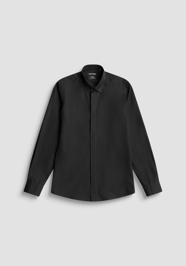 SLIM FIT "LONDON" SHIRT IN EASY IRON FABRIC WITH STUDS - Antony Morato Online Shop