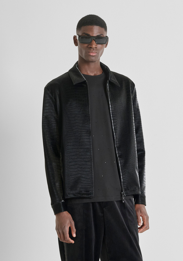 SLIM FIT SHIRT IN CROC-PRINT LEATHERETTE - Antony Morato Online Shop