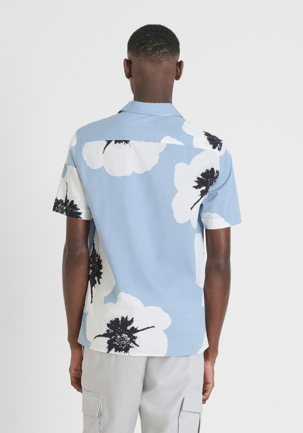 SHIRT STRAIGHT FIT "HONOLULU" IN PRINTED COTTON BLEND WITH LOGOED METAL BADGE - Antony Morato Online Shop