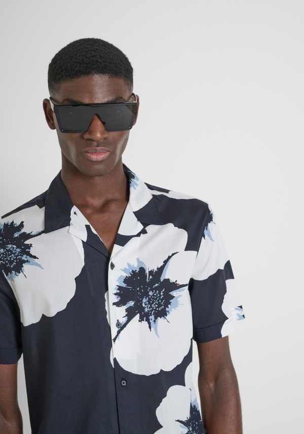 CAMISA STRAIGHT FIT «HONOLULU» EN MEZCLA DE ALGODÓN ESTAMPADO - Antony Morato Online Shop