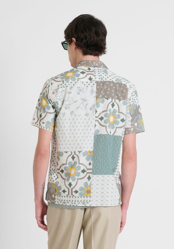 CAMISA STRAIGHT FIT «HONOLULU» EN MEZCLA DE ALGODÓN ESTAMPADO - Antony Morato Online Shop