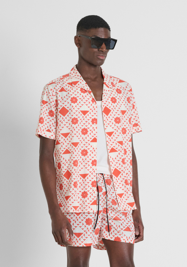 CAMISA REGULAR STRAIGHT FIT «HONOLULU» EN MEZCLA DE ALGODÓN Y VISCOSA ESTAMPADA - Antony Morato Online Shop