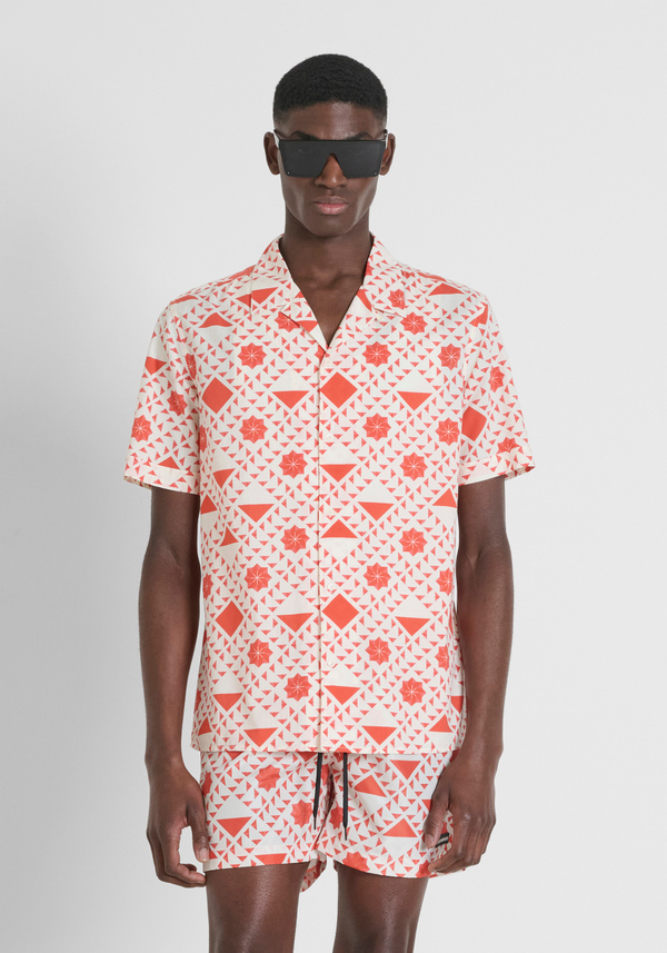 CAMISA REGULAR STRAIGHT FIT «HONOLULU» EN MEZCLA DE ALGODÓN Y VISCOSA ESTAMPADA - Antony Morato Online Shop