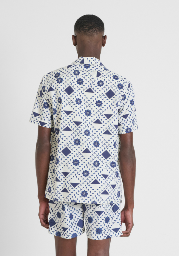 CAMICIA REGULAR STRAIGHT FIT "HONOLULU" IN COTONE STAMPATO E BADGE LOGATO - Antony Morato Online Shop