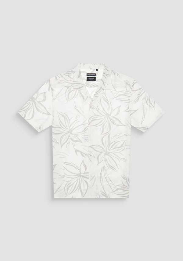 CAMICIA REGULAR STRAIGHT FIT "HONOLULU" IN MISTO LINO STAMPATO - Antony Morato Online Shop