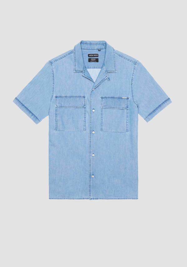 REGULAR STRAIGHT FIT "HONOLULU" COTTON DENIM SHIRT - Antony Morato Online Shop