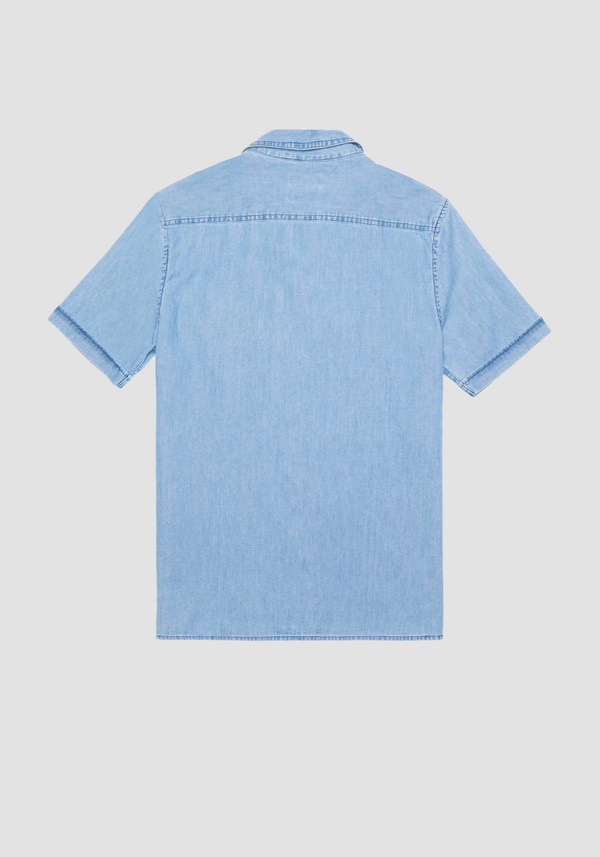 REGULAR STRAIGHT FIT "HONOLULU" COTTON DENIM SHIRT - Antony Morato Online Shop