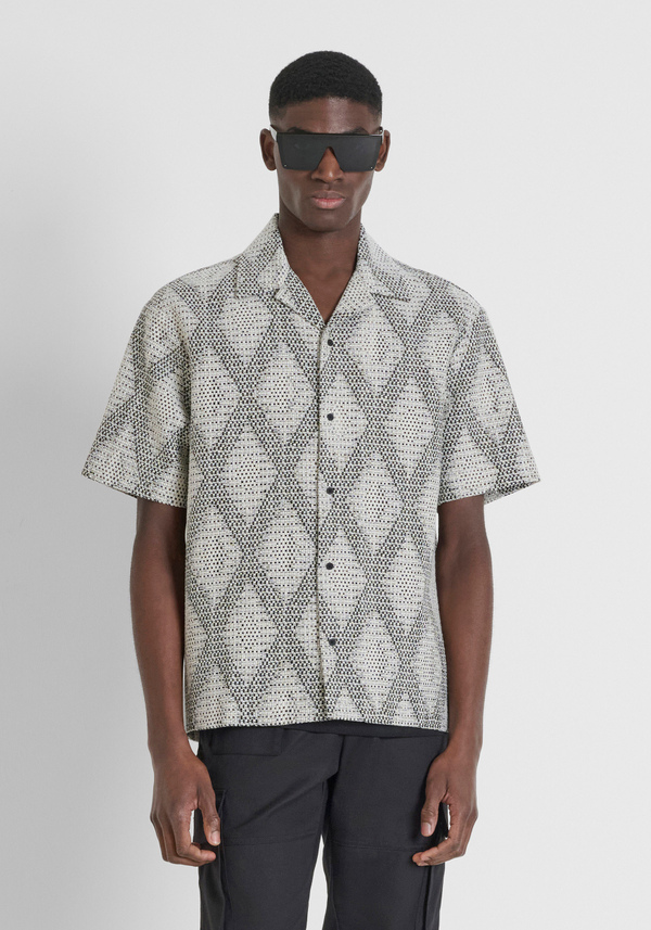 RELAXED FIT COTTON BLEND JACQUARD SHIRT - Antony Morato Online Shop