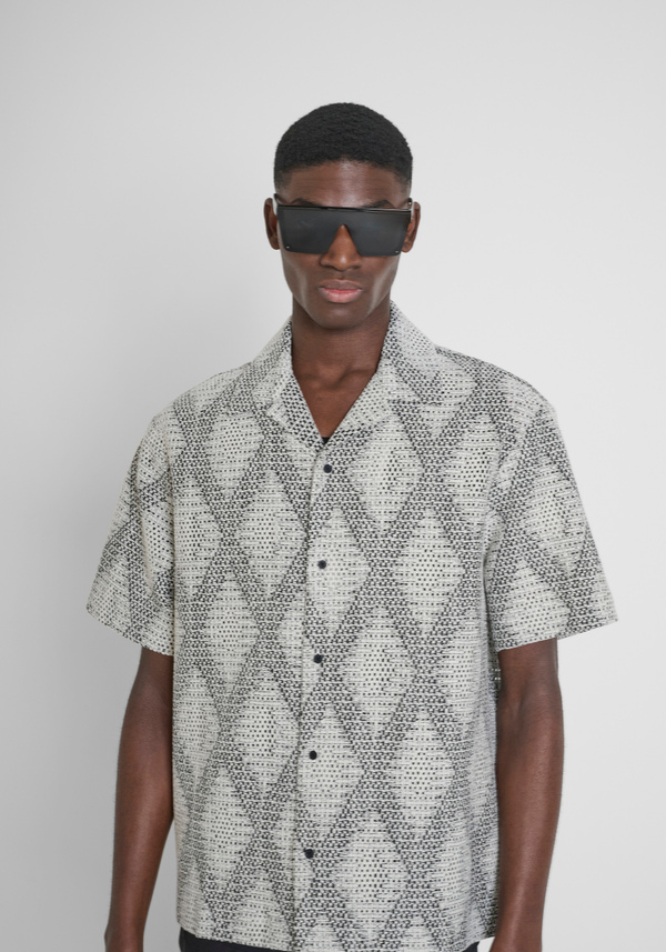 RELAXED FIT COTTON BLEND JACQUARD SHIRT - Antony Morato Online Shop