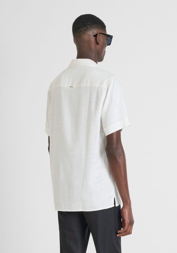 "HONOLULU" REGULAR FIT SHIRT IN A LINEN BLEND WITH A CUBAN COLLAR - Antony Morato Online Shop