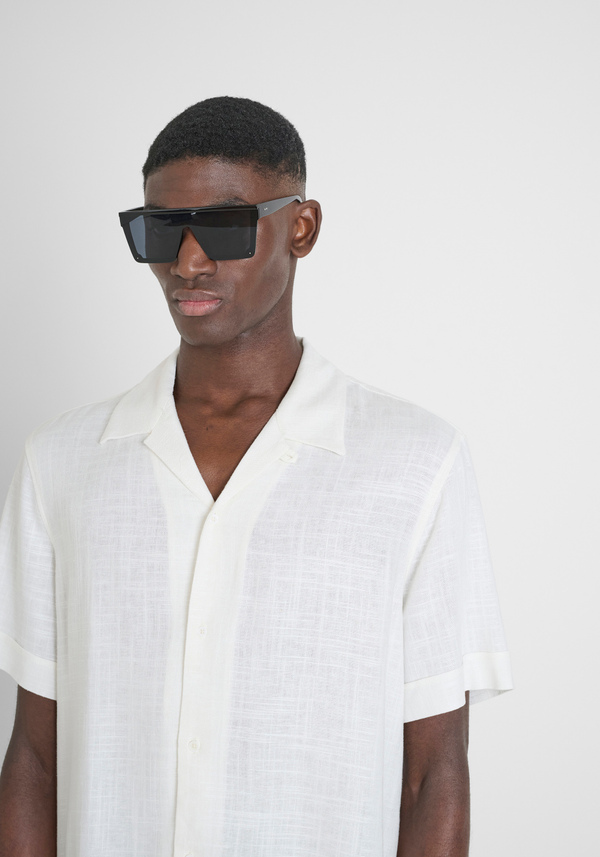 "HONOLULU" REGULAR FIT SHIRT IN A LINEN BLEND WITH A CUBAN COLLAR - Antony Morato Online Shop