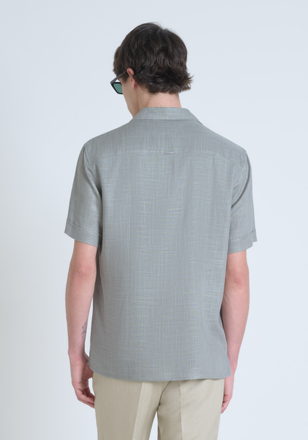 "HONOLULU" REGULAR FIT SHIRT IN A LINEN BLEND WITH A CUBAN COLLAR - Antony Morato Online Shop