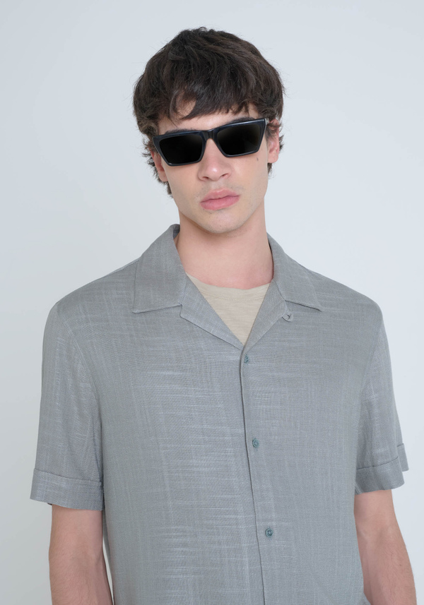 "HONOLULU" REGULAR FIT SHIRT IN A LINEN BLEND WITH A CUBAN COLLAR - Antony Morato Online Shop
