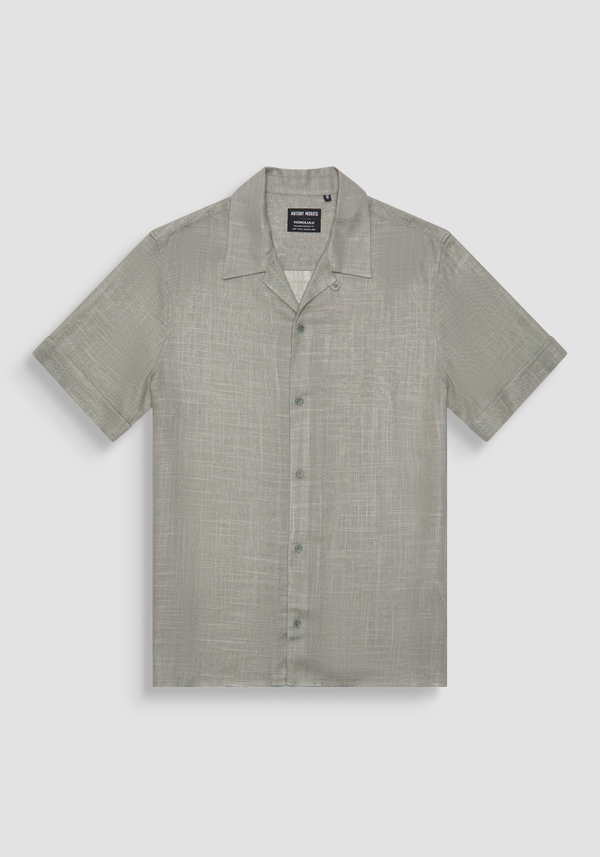 "HONOLULU" REGULAR FIT SHIRT IN A LINEN BLEND WITH A CUBAN COLLAR - Antony Morato Online Shop