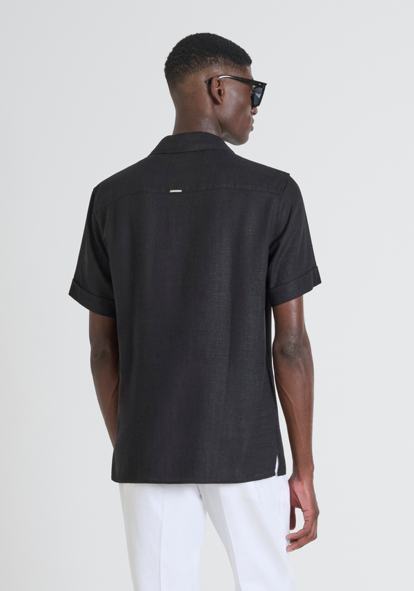 "HONOLULU" REGULAR FIT SHIRT IN A LINEN BLEND WITH A CUBAN COLLAR - Antony Morato Online Shop