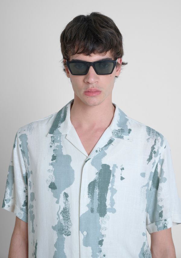 CHEMISE DROITE COUPE RÉGULIÈRE "HONOLULU" EN MÉLANGE DE VISCOSE IMPRIMÉ - Antony Morato Online Shop
