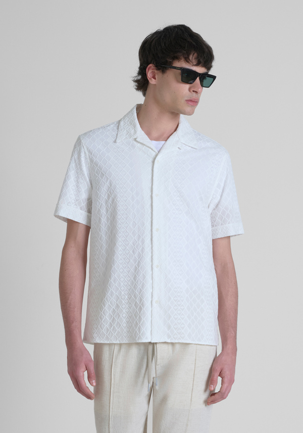CAMISA REGULAR STRAIGHT FIT «HONOLULU» DE ALGODÓN POPELINA BORDADA - Antony Morato Online Shop