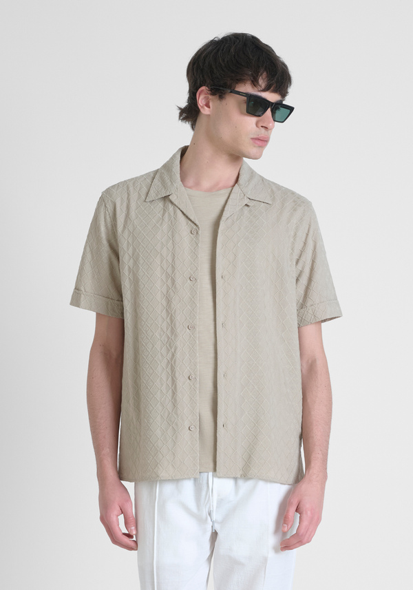 CAMISA REGULAR STRAIGHT FIT «HONOLULU» DE ALGODÓN POPELINA BORDADA - Antony Morato Online Shop